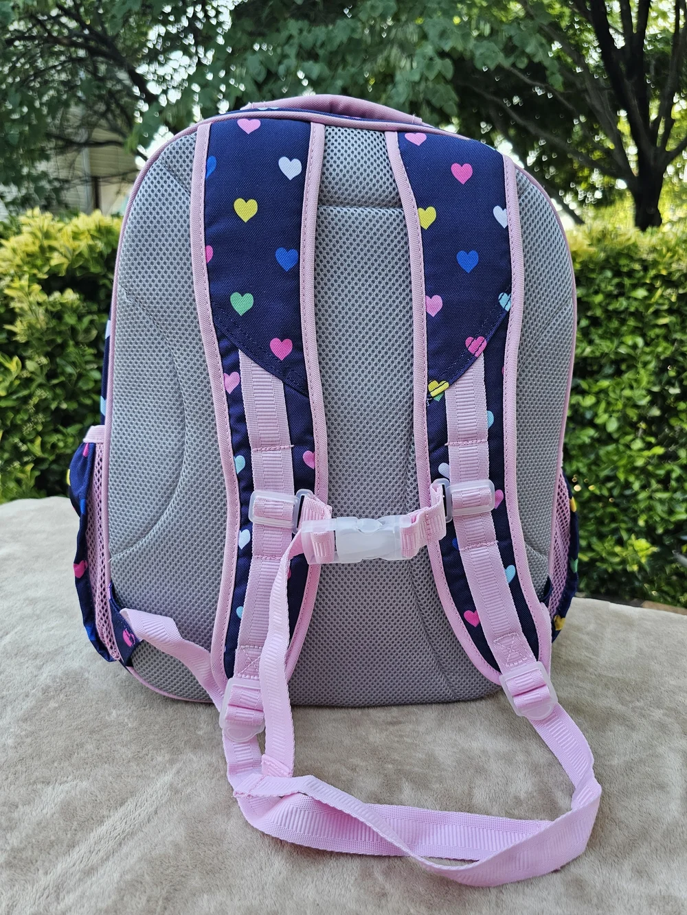 Pottery Barn Kids Heart Print Backpack with Pink Accents